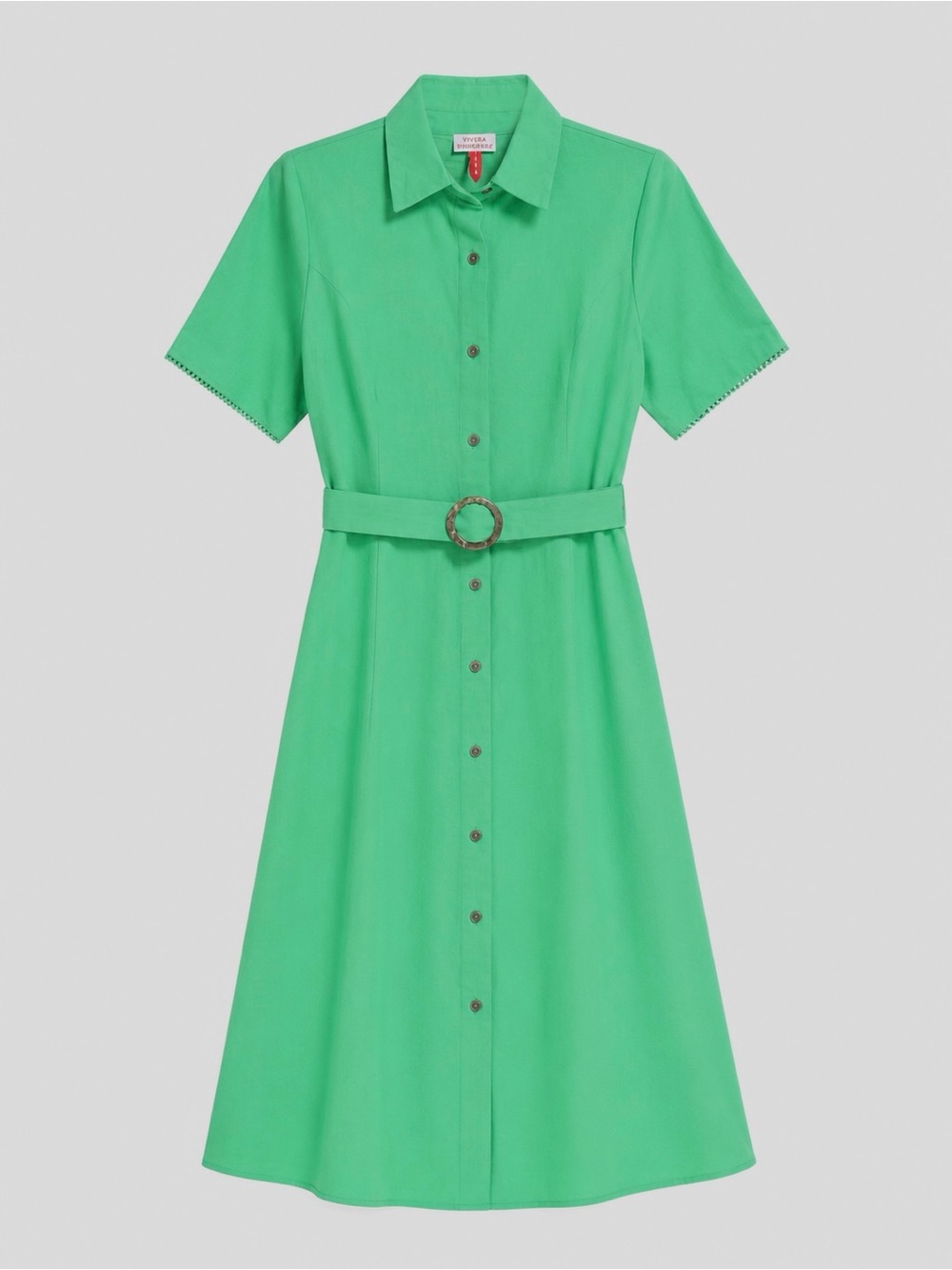 New Never a Wallflower Kelley Green Button-Front Midi Dress with Belt Womens S